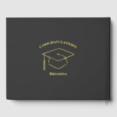 Charcoal Brown Modern Photo Graduation Party Gold (Verso)