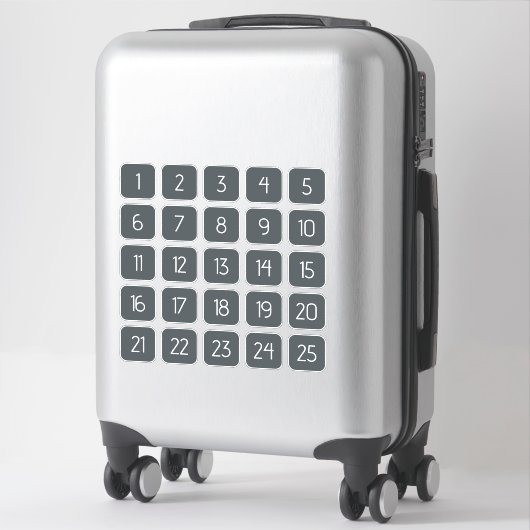 Charcoal Customizable Square Number Stickers  (Sur valise)