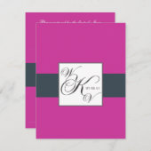 Charcoal Fuchsia Pink Monogram Weddenschap RSVP (Voorkant / Achterkant)