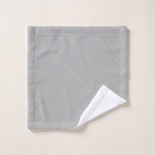CHARCOAL GOLD ABSTRACT CIRCLES GRID BATH TOWEL SET BAD HANDDOEK (Wasdoekje)