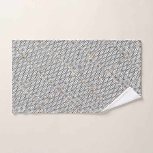 CHARCOAL GOLD ABSTRACT CIRCLES GRID BATH TOWEL SET BAD HANDDOEK (Handdoek)