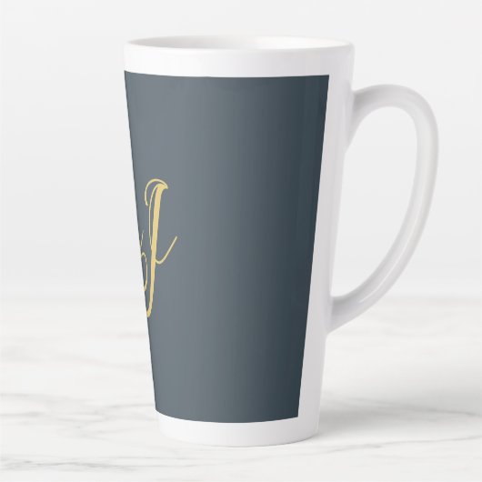 Charcoal Gold Color Monogram Professional Initial Latte Mok (Rechts)