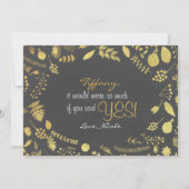 Charcoal Gold Floral Be My Bridesmaid etc. Carte (Dos)