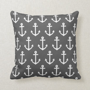 Charcoal Gray Anchor Kussen