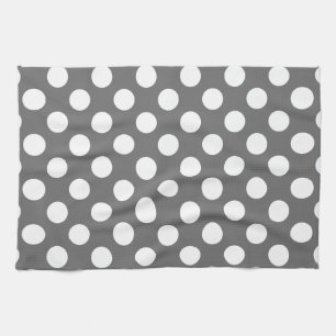Charcoal Gray and White Polka Dot Theedoek