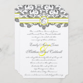 Charcoal Gray and Yellow Wedding Invitations Kaart (Voorkant / Achterkant)
