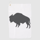 Charcoal Gray Bison Silhouette Golfhanddoek (Voorkant)