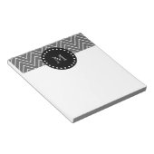 Charcoal Gray Chevron Pattern | Zwart monogram Notitieblok (Schuin)