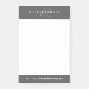 Charcoal Gray Elegant minimalist Monogram Logo Post-it® Notes