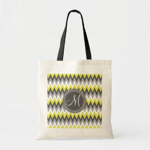 CHARCOAL GRAY EN GEEL CHEVRON TOTE BAG