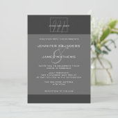 Charcoal Gray Monogram Names Wedding Invitation Kaart (Staand voorkant)