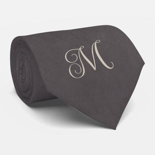 Charcoal Gray Monogram Stropdas (Opgerold)
