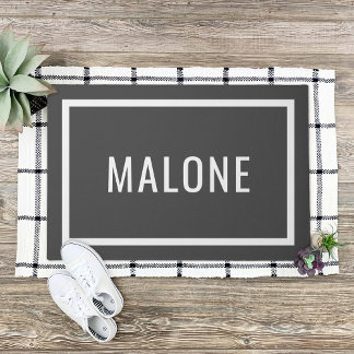 Charcoal Gray Personalised Family Name Doormat Deurmat