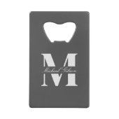 Charcoal Gray | Personalized Monogram Groomsmen  Kredietkaart Flessenopener (Voorkant)