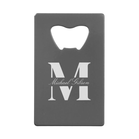 Charcoal Gray | Personalized Monogram Groomsmen  Kredietkaart Flessenopener (Achterkant)