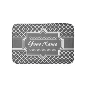 Charcoal Gray Quatrefoil Aangepaste persoonlijke n Badmat