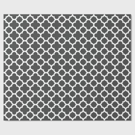 Charcoal Gray Quatrefoil Trellis Pattern Cadeaupapier (Vlak)