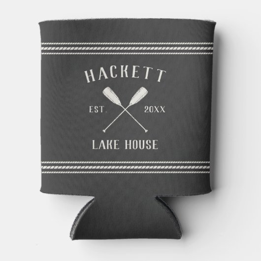 Charcoal Gray Rustic Oars Personalized Lake House Blikjeskoeler (Voorkant)