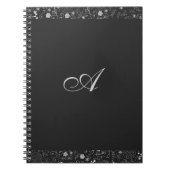 Charcoal Gray & Silver Elegant Rustic Floral Folie Notitieboek (Voorkant)