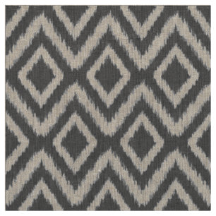 Charcoal Gray Tribal Ikat Chevron Stof