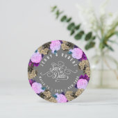 Charcoal Gray, Vintage Floral Save The Date (Debout devant)