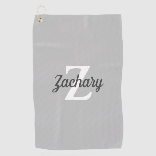 Charcoal Gray White Monogram Gepersonaliseerd Golfhanddoek (Voorkant)