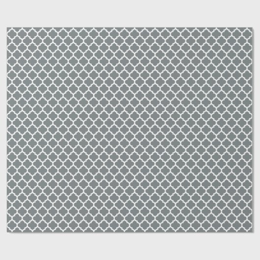 Charcoal Gray White Moroccan Quatrefoil Pattern #5 Cadeaupapier (Vlak)