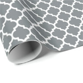 Charcoal Gray White Moroccan Quatrefoil Pattern #5 Cadeaupapier (Rol Hoek)