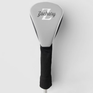 Charcoal Gray White Retro Monogram Gepersonaliseer Golfheadcover