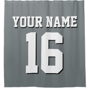 Charcoal Gray White Sports Jersey Team Jersey Douchegordijn