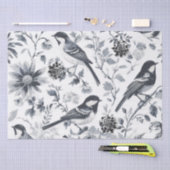Charcoal Grey Bird Toile Tissuepapier (Craft)