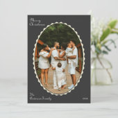 Charcoal Grey Foto geschulpte kerstfoto Feestdagenkaart (Staand voorkant)