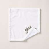 Charcoal Grey Gold Black Rose Floral Monogramme No (Gant de toilette)