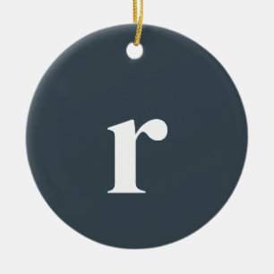 Charcoal Grey Initiaal Letter Trendy minimalist Keramisch Ornament