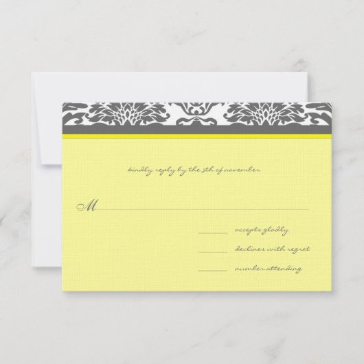 Charcoal Grey & Mariage Jaune RSVP (Devant)