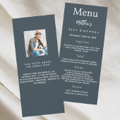 Charcoal grey photo fun faits carte menu d'anniver