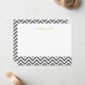 Charcoal Grey Simple Chevron Thank You Note Cartes (Devant/Arrière en situation)