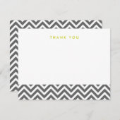 Charcoal Grey Simple Chevron Thank You Note Cartes (Devant / Derrière)