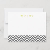 Charcoal Grey Simple Chevron Thank You Note Cartes