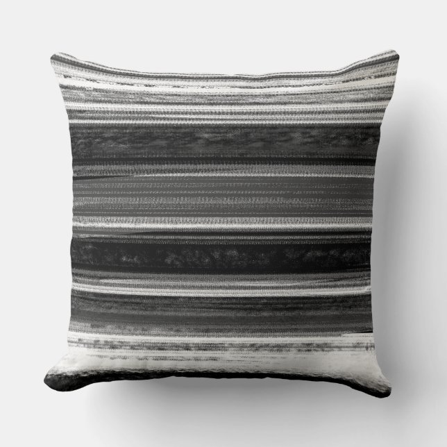 Charcoal Grey Textured Abstract Stripe Pattern Kussen (Voorkant)