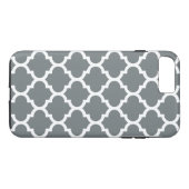 Charcoal Grey White Moroccan Quatrefoil Pattern #5 Case-Mate iPhone Case (Achterkant (Horizontaal))
