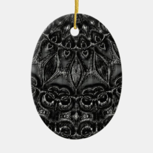 Charcoal Mandala Ceramic Ornament (Voorkant)
