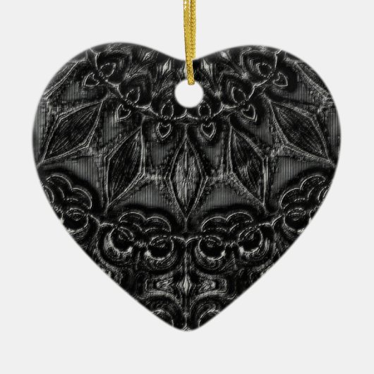 Charcoal Mandala Ceramic Ornament (Voorkant)