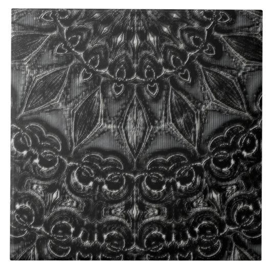 Charcoal Mandala Ceramic Tile Tegeltje (Voorkant)