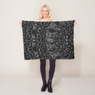 Charcoal Mandala Fleece Blanket Deken