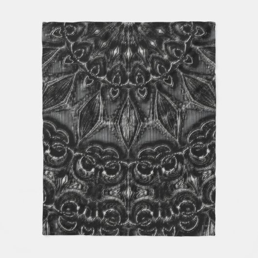Charcoal Mandala Fleece Deken (Voorkant)