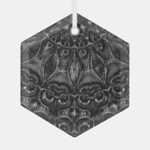 Charcoal Mandala Glas Ornament
