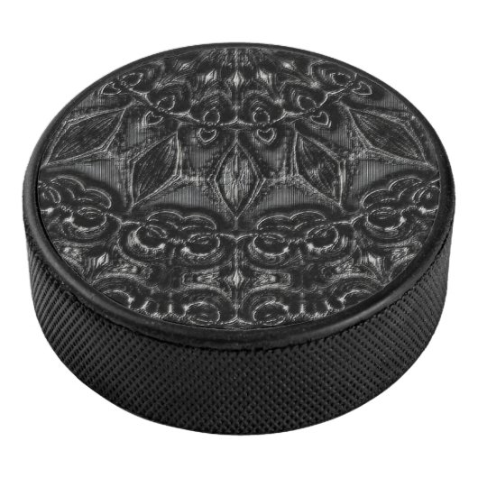 Charcoal Mandala Hockey Puck (3/4)
