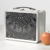 Charcoal Mandala Metal Lunch Box (In situ)
