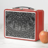 Charcoal Mandala Metal Lunch Box (In situ)